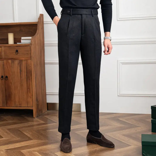 Black Sartorial Pleated Trousers