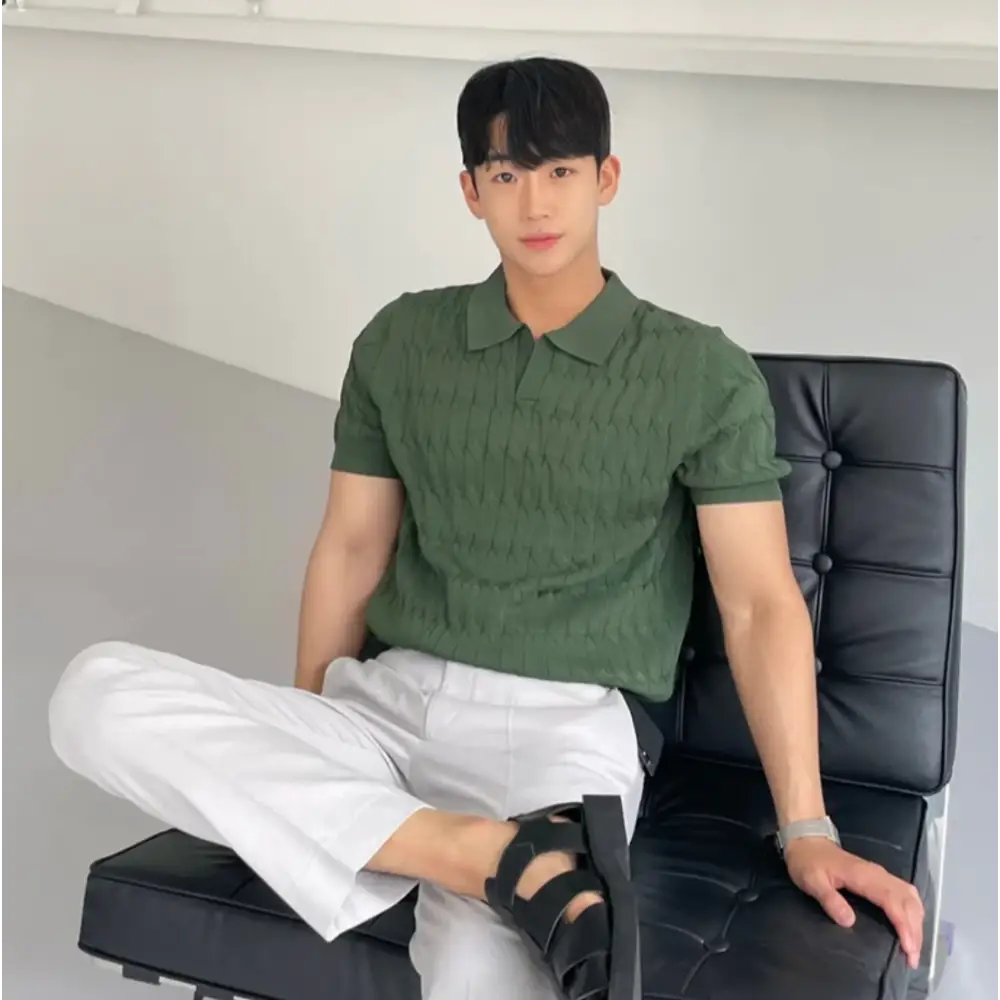 Cable Knit Polo Shirt