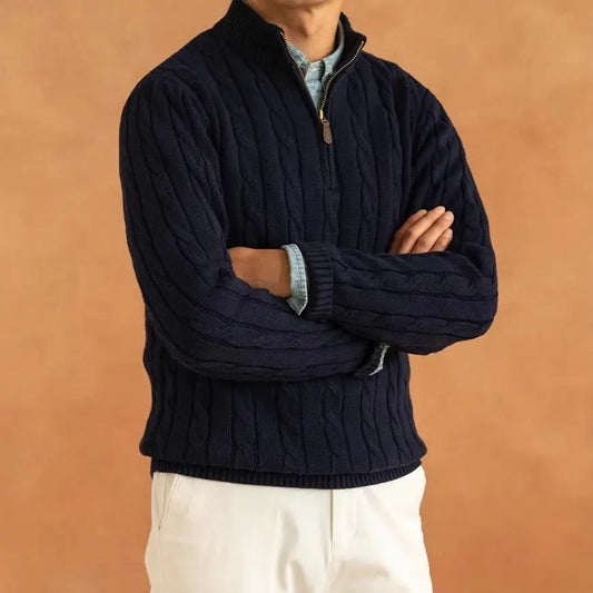Cable-Knit Quarter-Zip Sweater