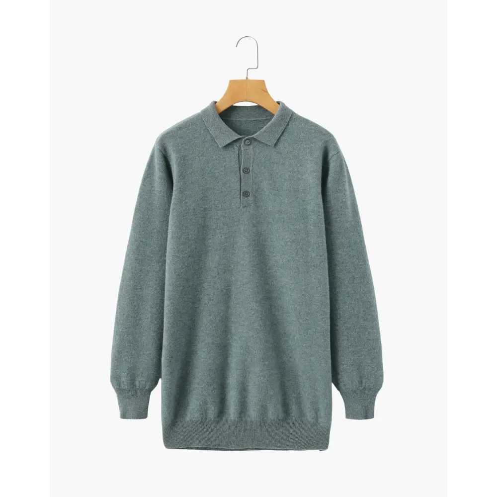 Cashmere Long Sleeve Polo - Green / S