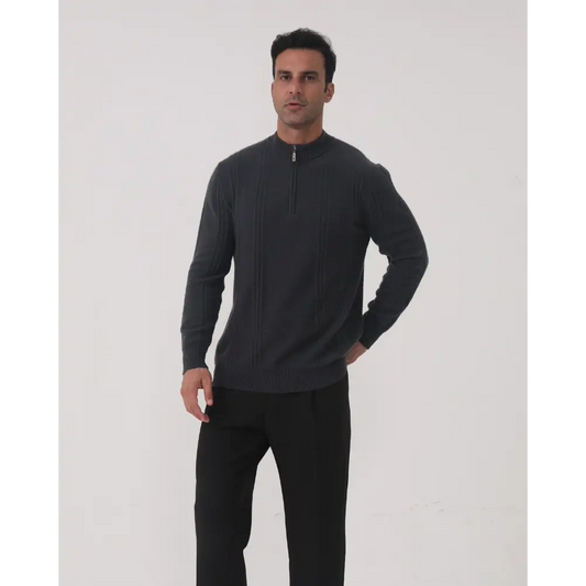 Cashmere Ribbed Half-Zip Sweater