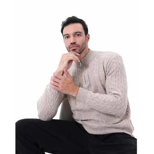 Cashmere Woven Half-Zip Sweater