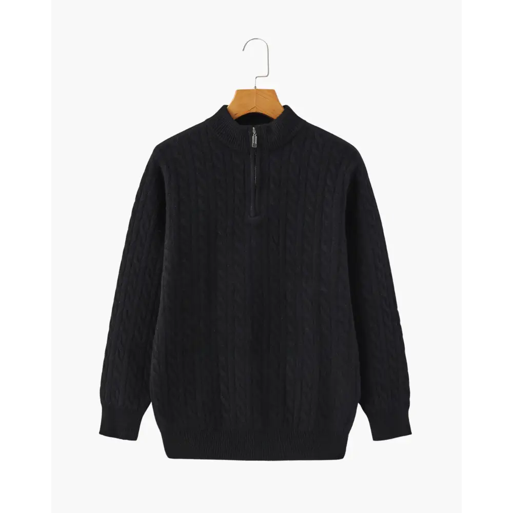 Cashmere Woven Half-Zip Sweater - Black / S