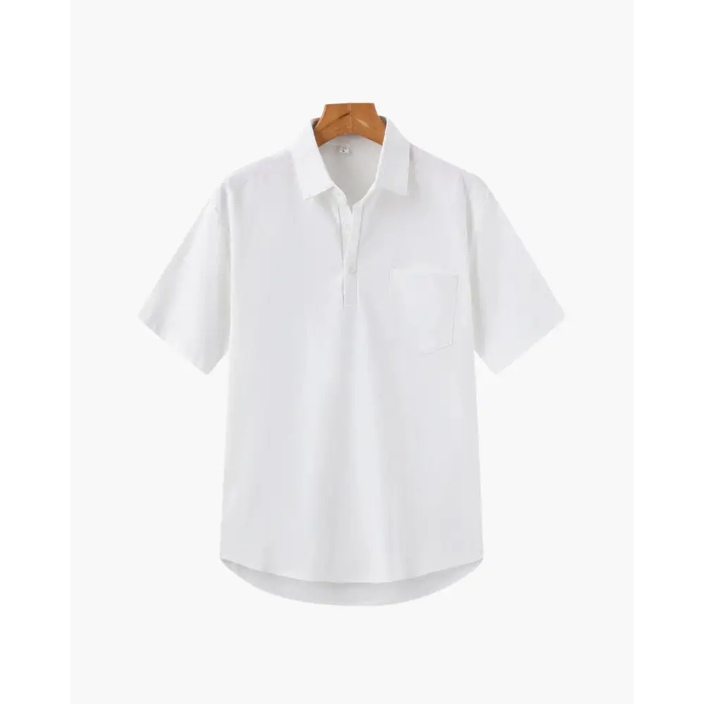 Casual Short Sleeve Linen Shirt - White / S