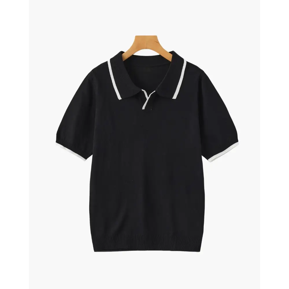 Classic Knit Polo Shirt - Black / XS