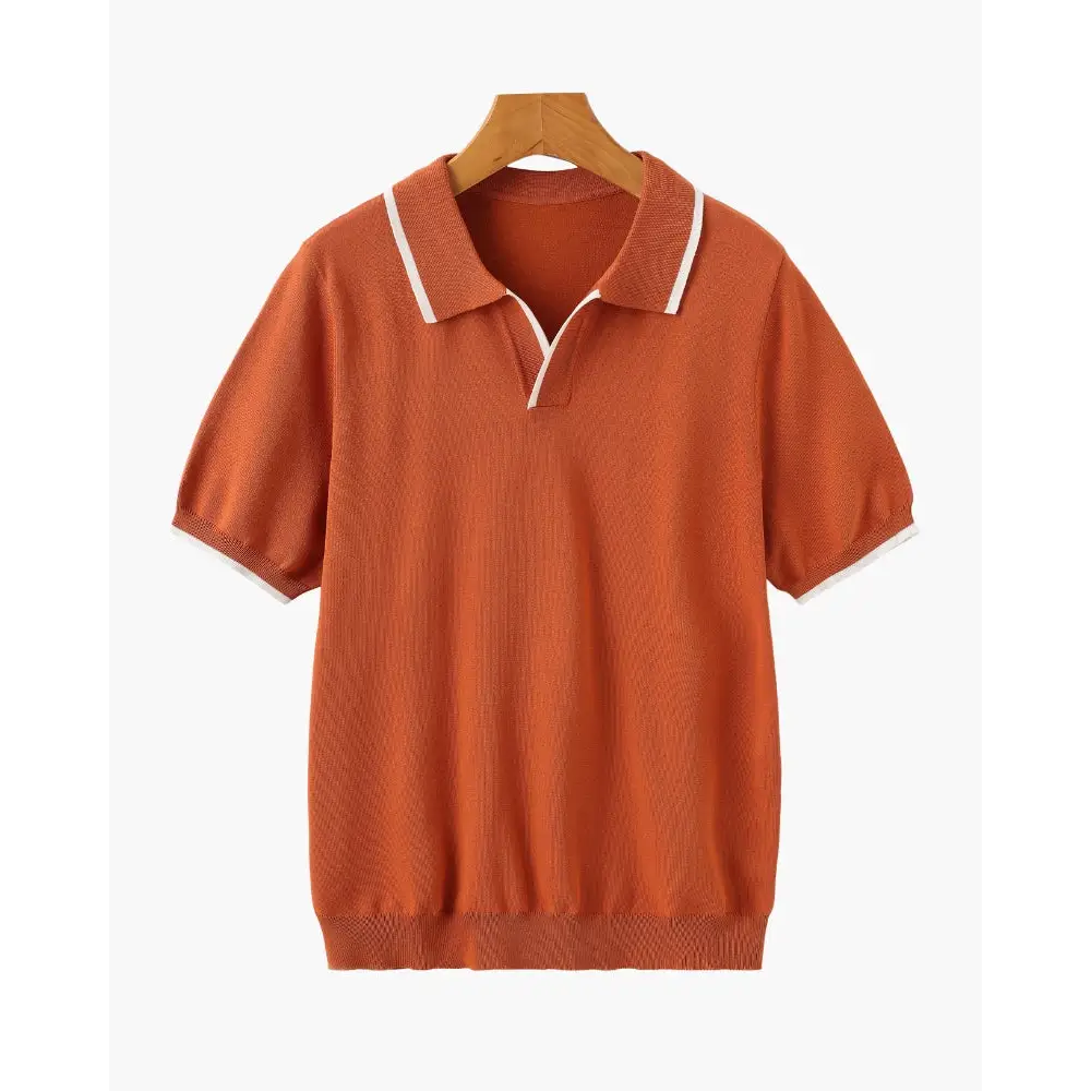 Classic Knit Polo Shirt - Orange / XS
