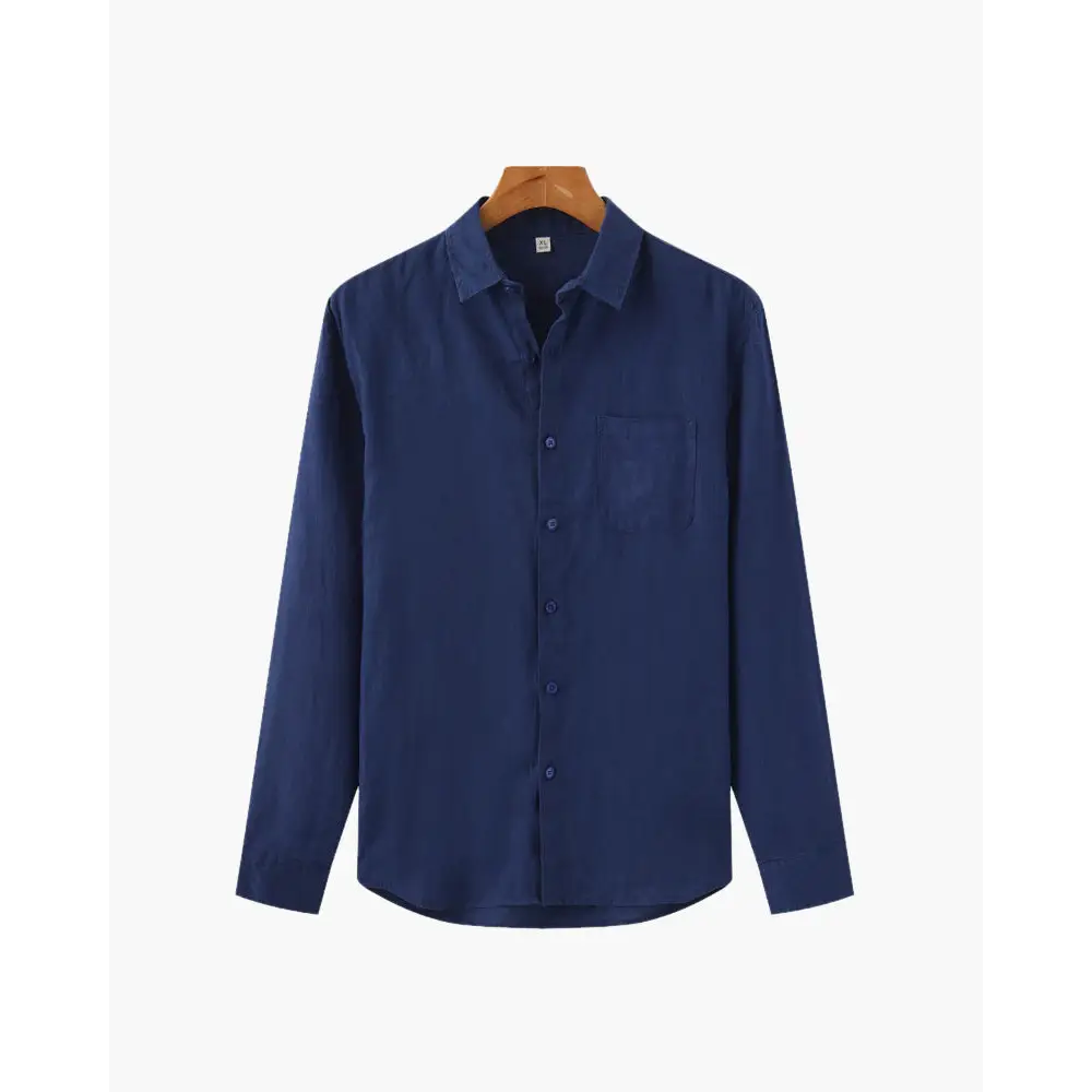 Classic Long Sleeve Linen Shirt - Blue / S
