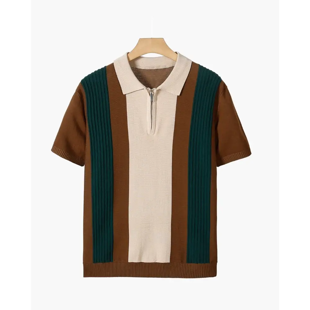 Contrast Collar Polo - Brown / XS