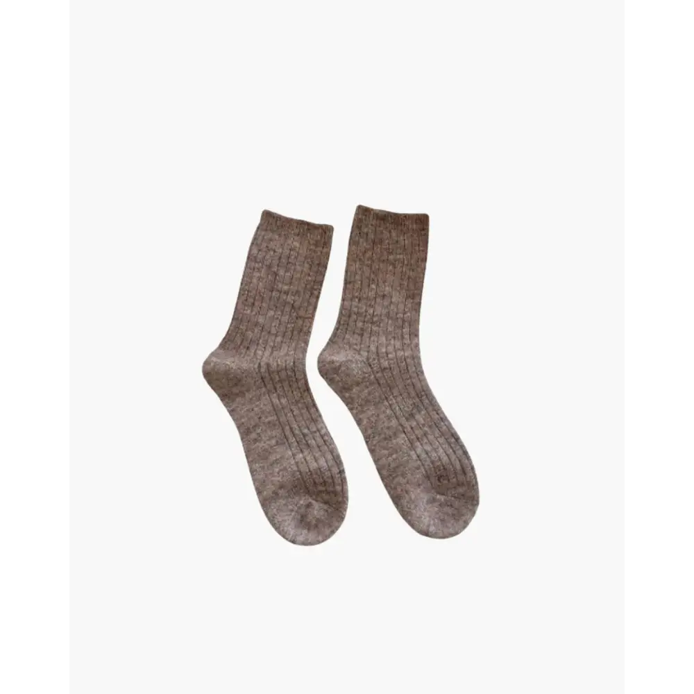 Cozy Wool Knit Socks - Bronze / One size