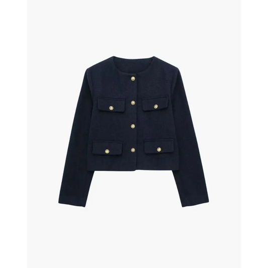 Cropped Tailored Blazer - Navy / XS