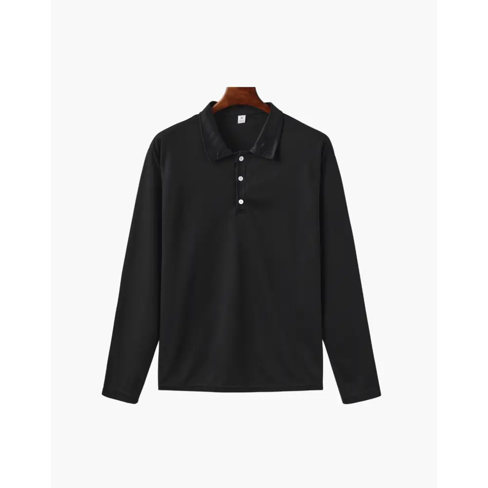 Heritage Long Sleeve Polo - Black / XS