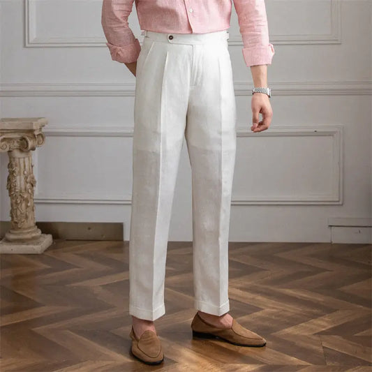 Heritage Pleated Linen Trousers
