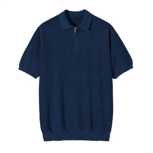 Heritage Zip Polo Shirt - Blue / S