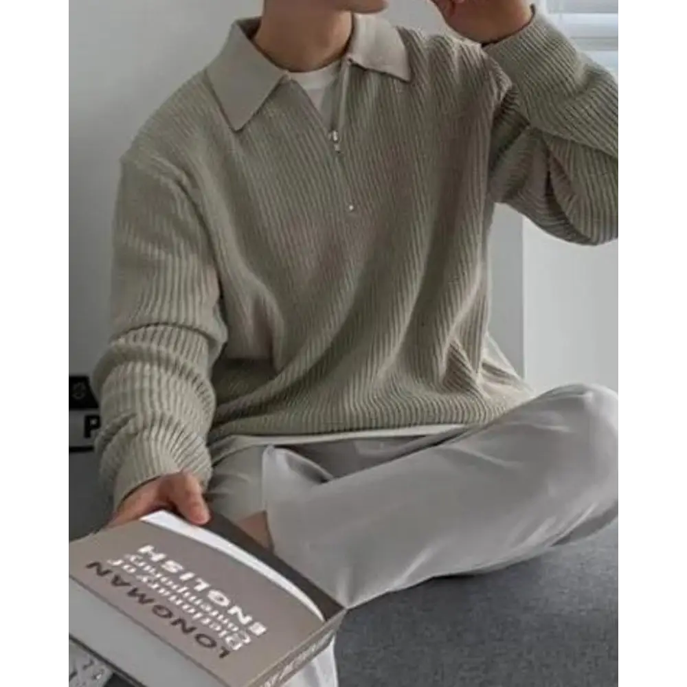 Knitted Half-Zip Polo Sweater