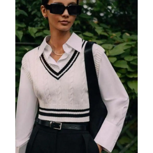 Ladies’ Preppy V-Neck Knit Vest