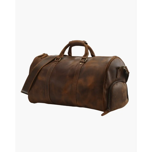 Leather Duffel Bag - Brown