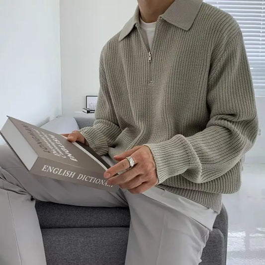 Minimalist Knit Quarter-Zip Sweater