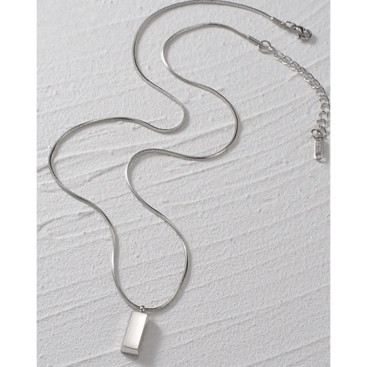 Minimalist Silver Tag Necklace