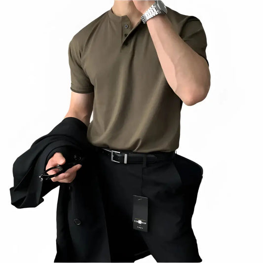 Modern Buttoned Collar Knit Polo