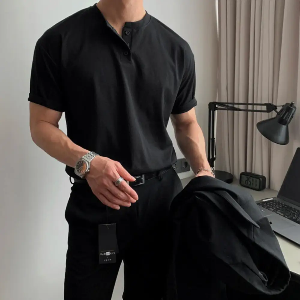 Modern Minimalist Polo Shirt - Black / S