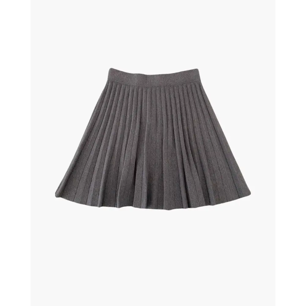 Pleated Wool Mini Skirt - Gray / One size