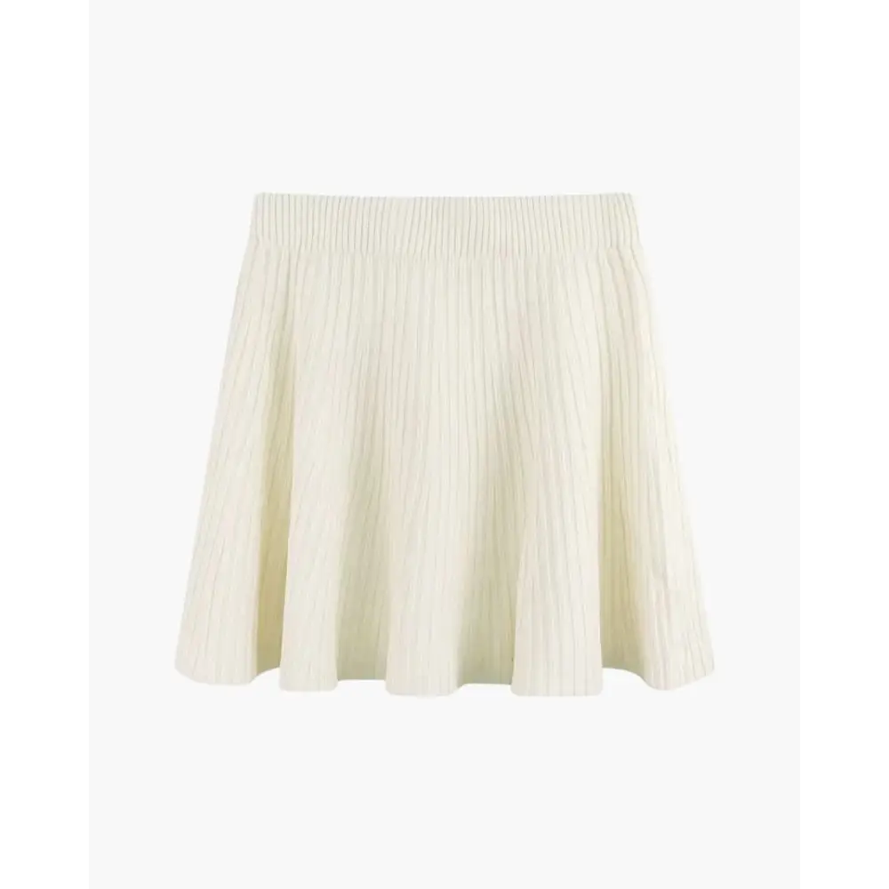 Pleated Wool Mini Skirt - Ivory / One size