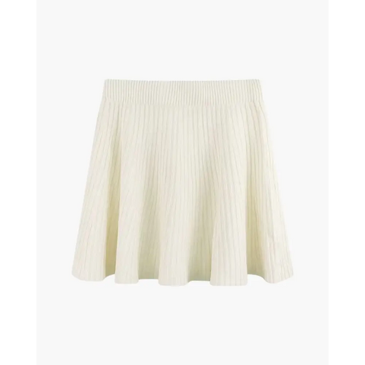Pleated Wool Mini Skirt - Ivory / One size
