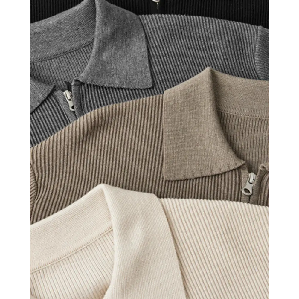 Premium Wool Knit Polo Sweater