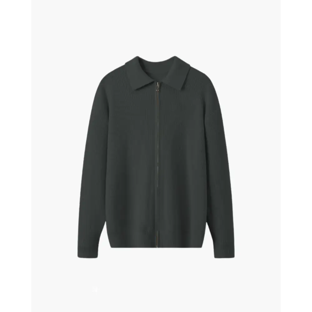 Premium Wool Knit Polo Sweater - Gray / XS