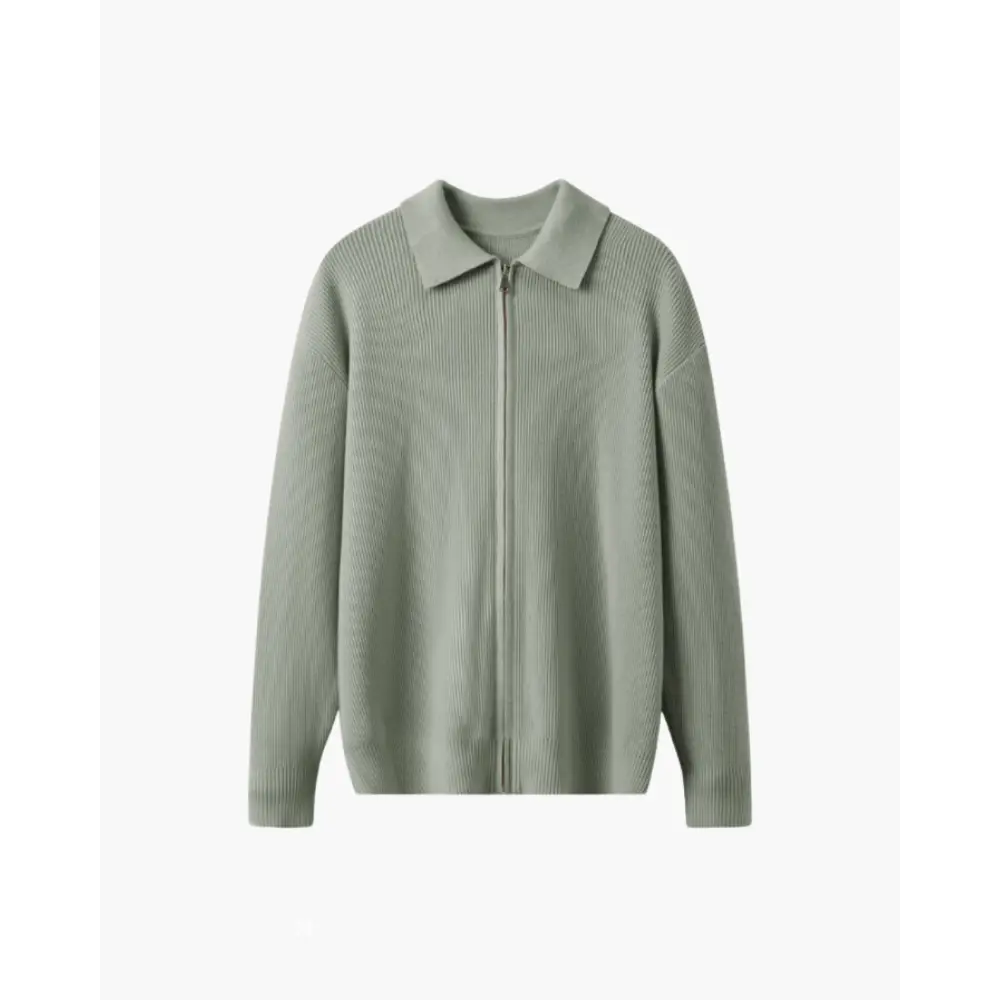 Premium Wool Knit Polo Sweater - Green / XS