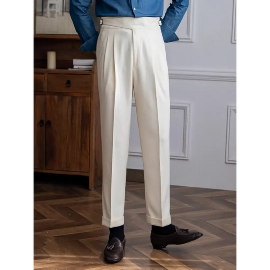 Prestige Pleated Trousers - White / 28