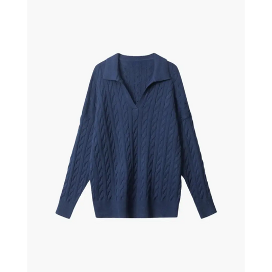 Refined Wool V-Neck Sweater - Blue / S