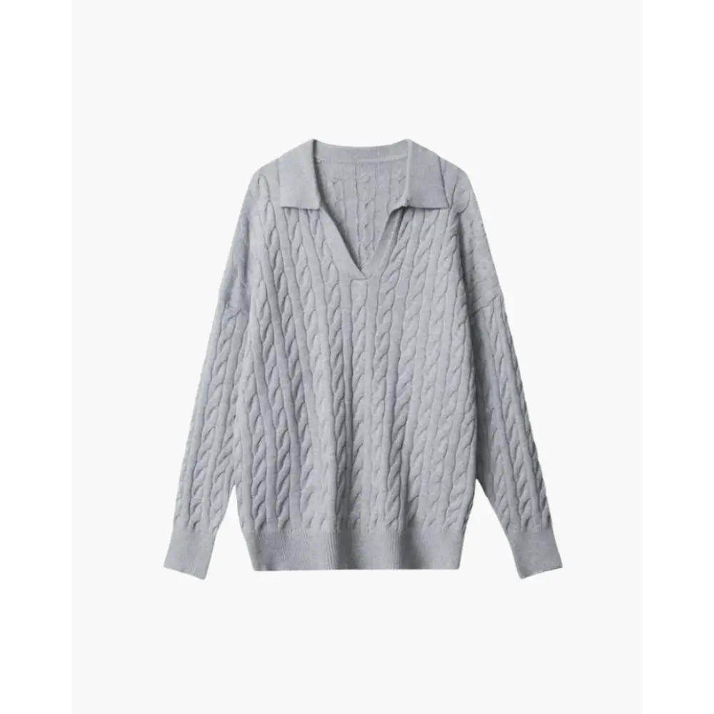 Refined Wool V-Neck Sweater - Gray / S