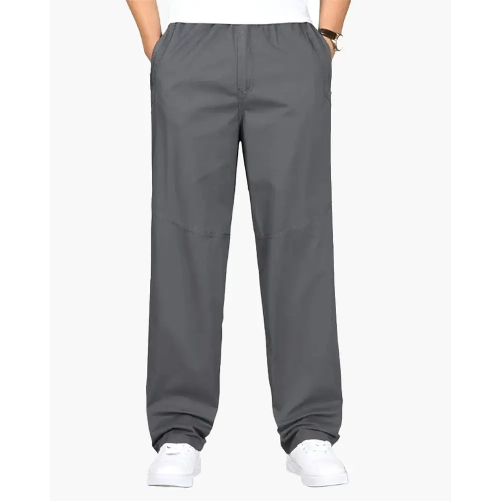 Relaxed Fit Drawstring Cotton Trousers - S / Gray