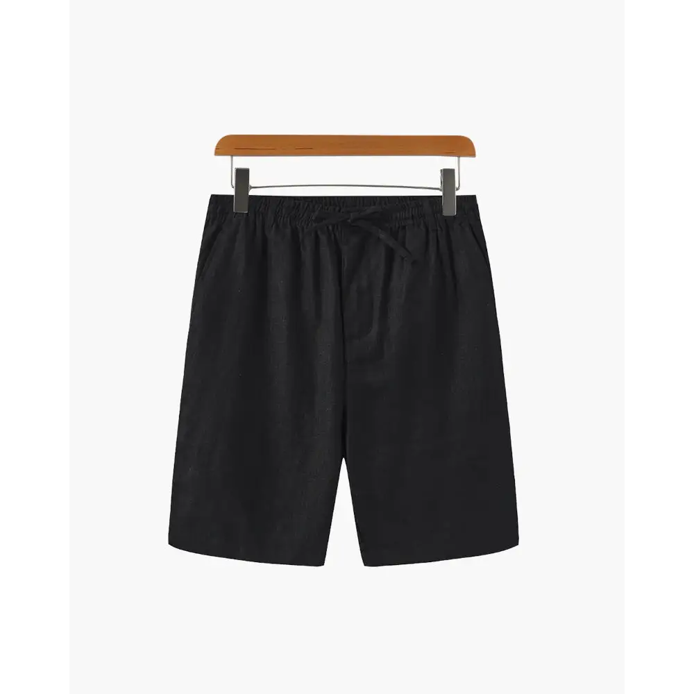 Relaxed Fit Linen Shorts - Black / S