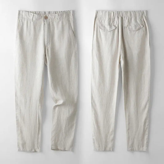 Relaxed Linen Drawstring Trousers - Soft Cream / XS
