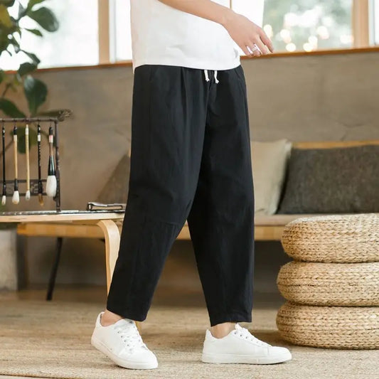 Relaxed Linen Trousers - Black / S