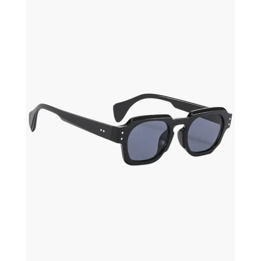 Retro Rectangle Frame Sunglasses - Black