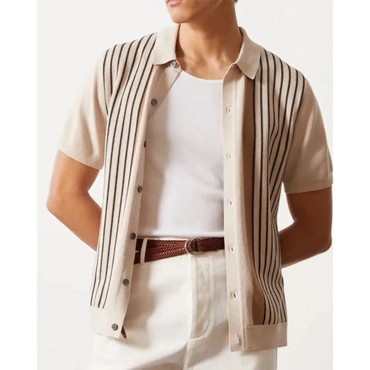 Retro Striped Knit Cardigan