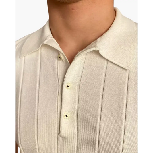 Ribbed Knit Polo Shirt