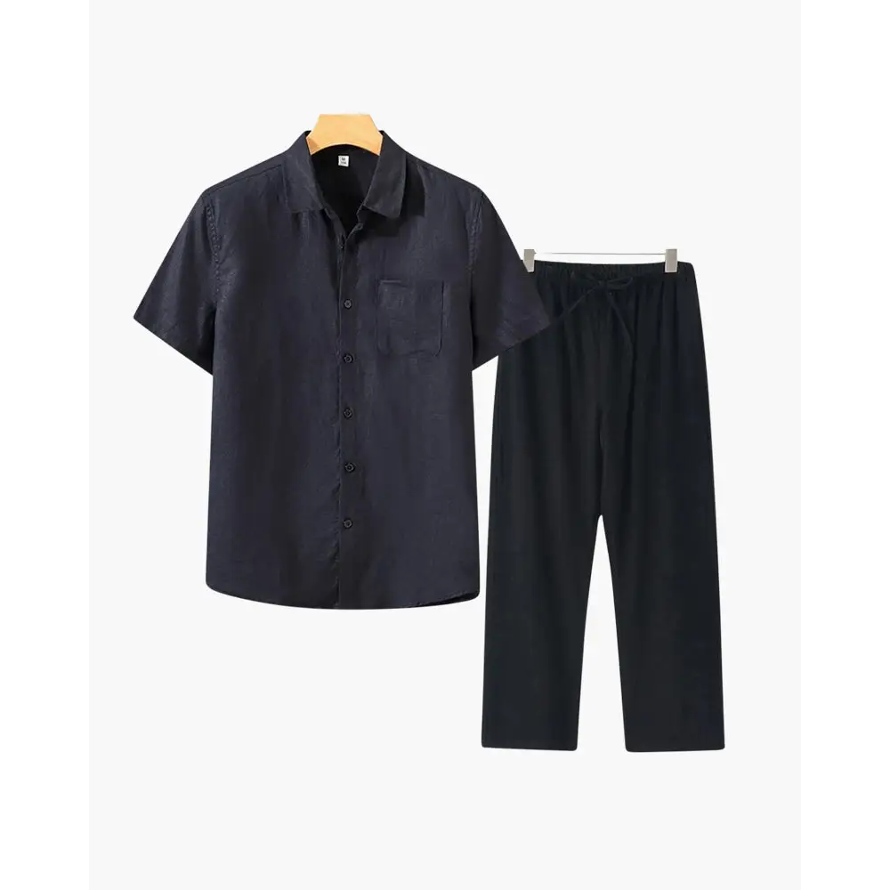 Riviera Linen Set - Black / Black / XS