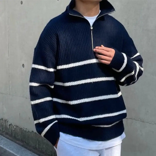 Riviera Striped Half-Zip Sweater