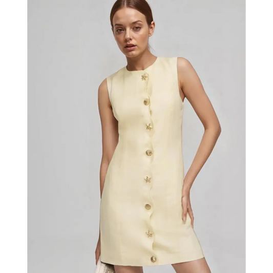 Sculpted Beige Mini Shell Dress
