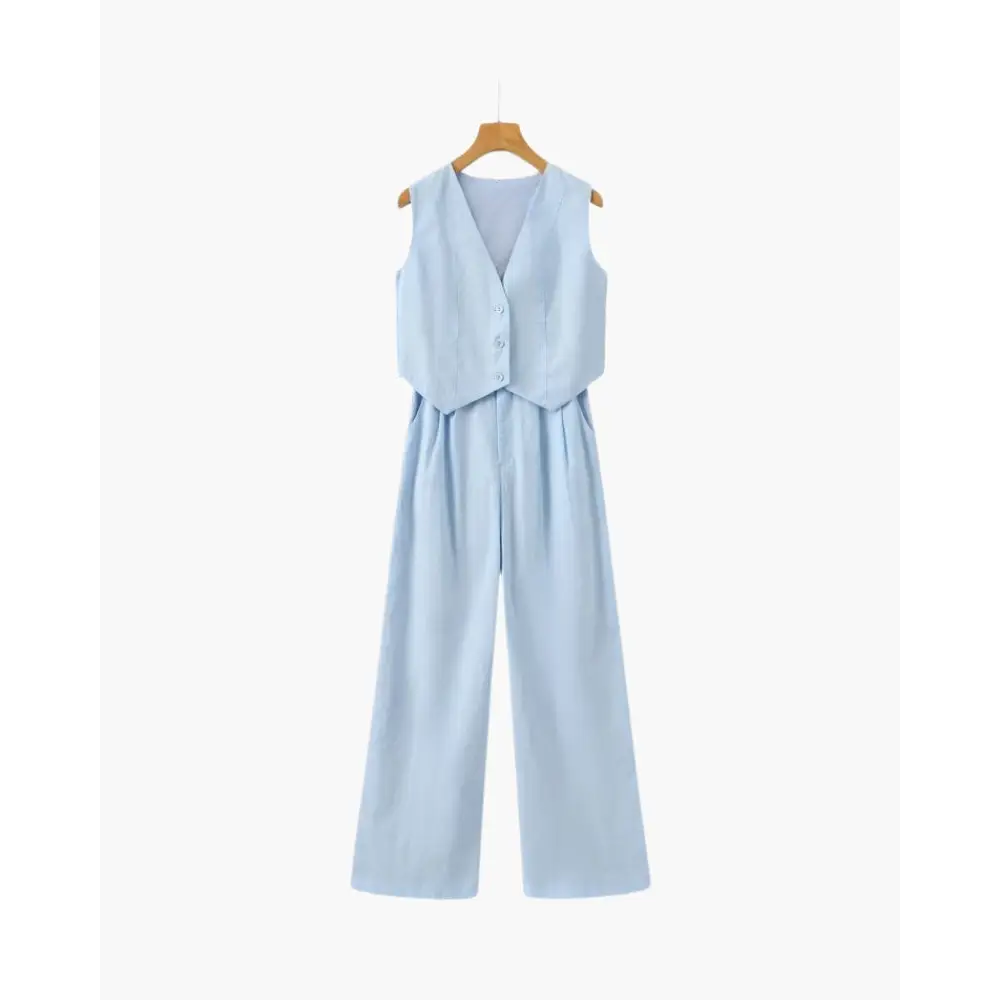 Sleeveless Wide-Leg Jumpsuit - Blue / S