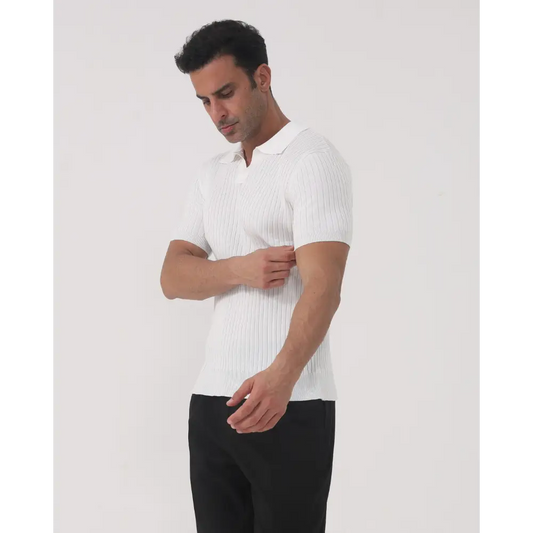 Slim Fit Ribbed Cotton Polo