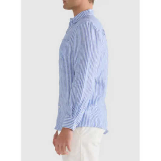 Striped Linen Button-Up Shirt