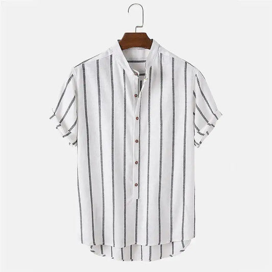 Striped Short Sleeve Shirt - White / S