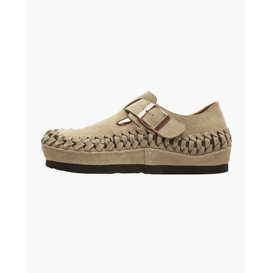 Suede Buckle Clog Shoes - Beige / 35