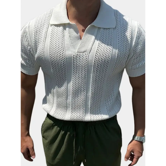 Textured Cable Knit Polo