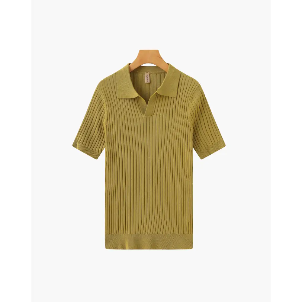 Textured Knit Polo - Antique Gold / S